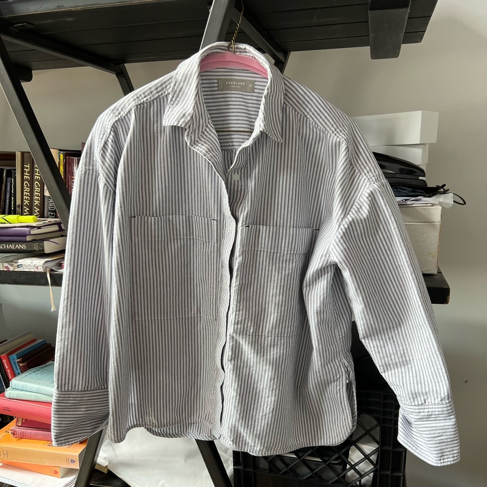 Everlane Boxy Oxford in Black/White size Xs